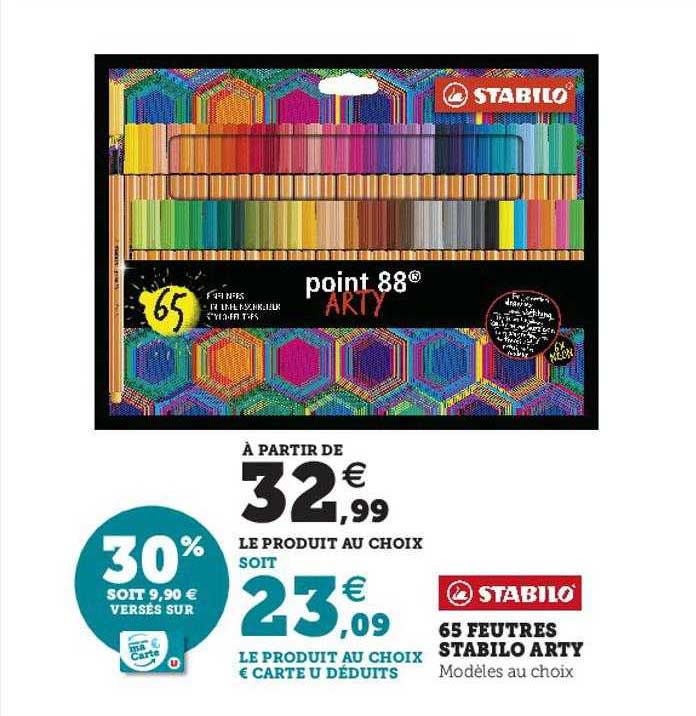 Promo 65 Feutres Stabilo Arty chez Hyper U iCatalogue.fr