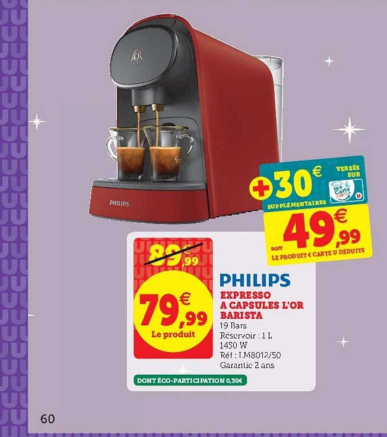 Promo Espresso à Dosettes L'or Barista Philips chez Super U