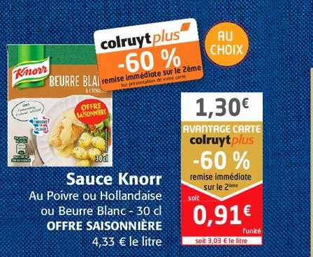 Offre Sauce Knorr Chez Colruyt