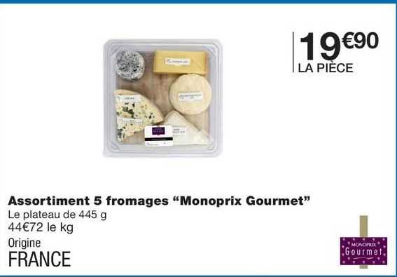 Promo Assortiment 5 Fromages Monoprix Gourmet Chez Monoprix Icataloguefr 