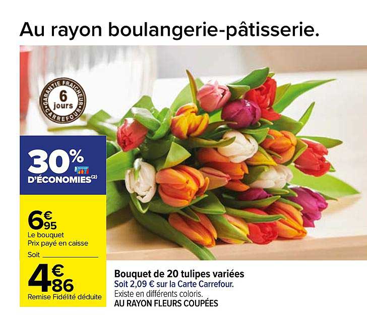 Offre Bouquet De 20 Tulipes Variée chez Carrefour