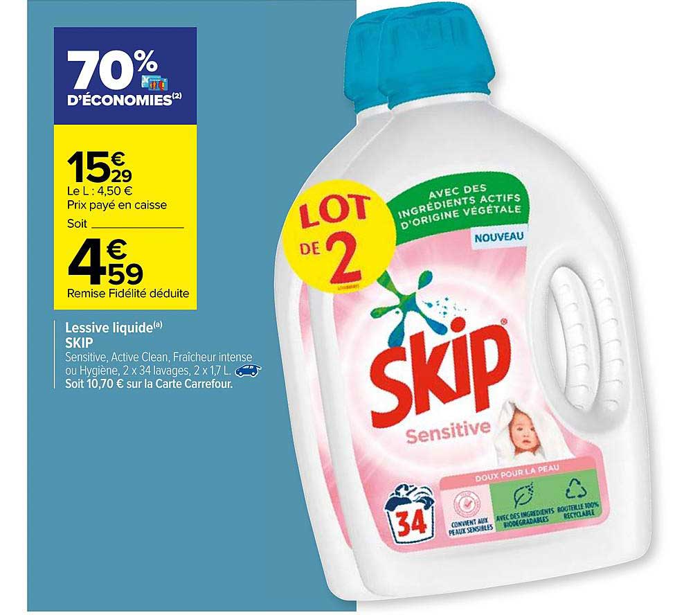 Skip - Lessive Liquide Active Clean à Prix Carrefour