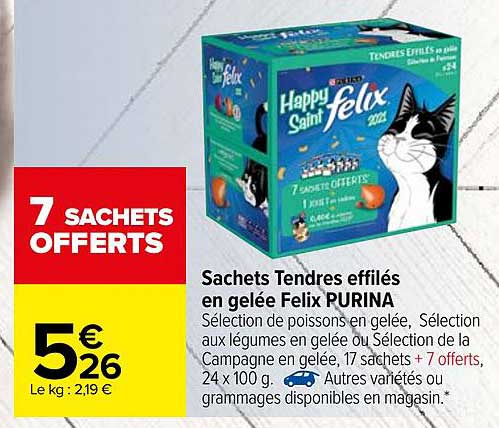 Promo Tendres effilés en gelée Felix chez Carrefour