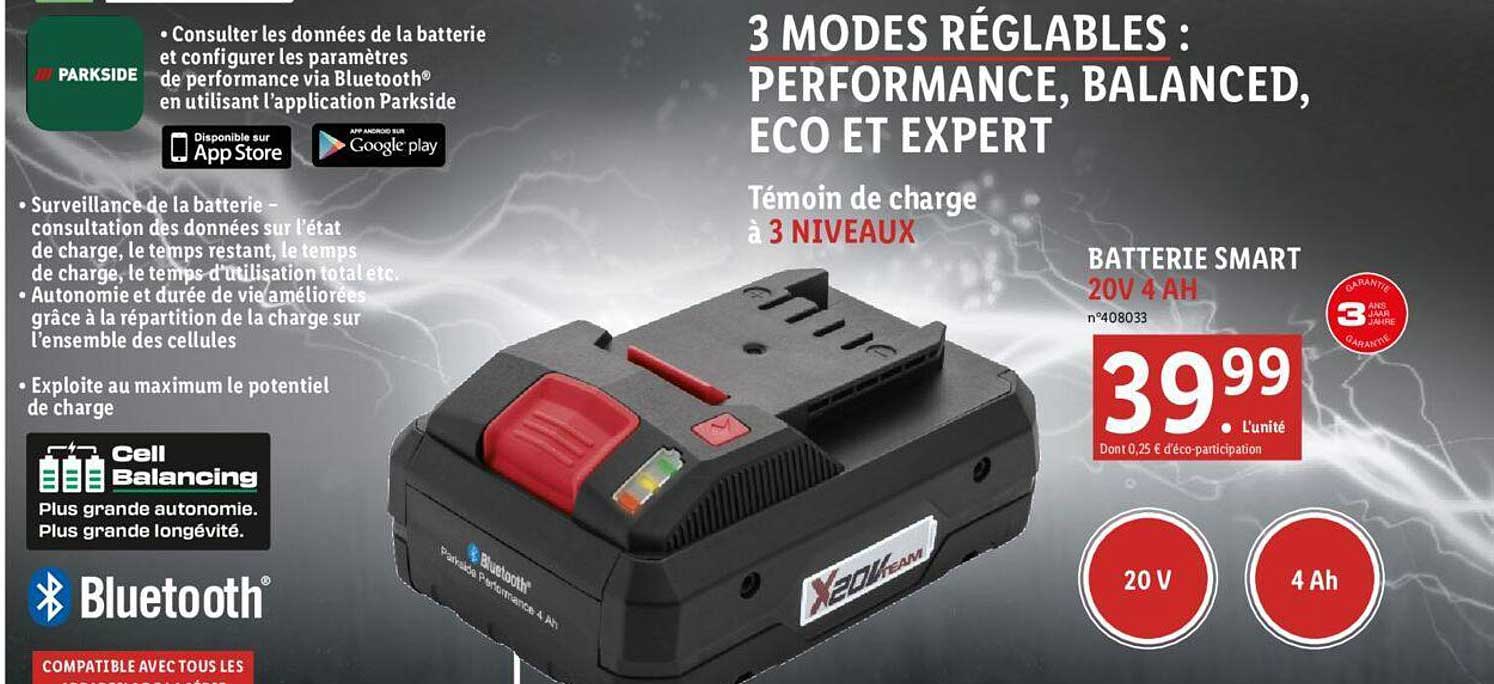 Promo Batterie Smart 20 V 4 Ah chez Lidl iCatalogue.fr
