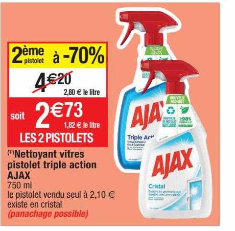 Achat Ajax Triple Action · Spray nettoyant pour vitres · Pour le verre et  les surfaces revêtues, 100% sans traces • Migros