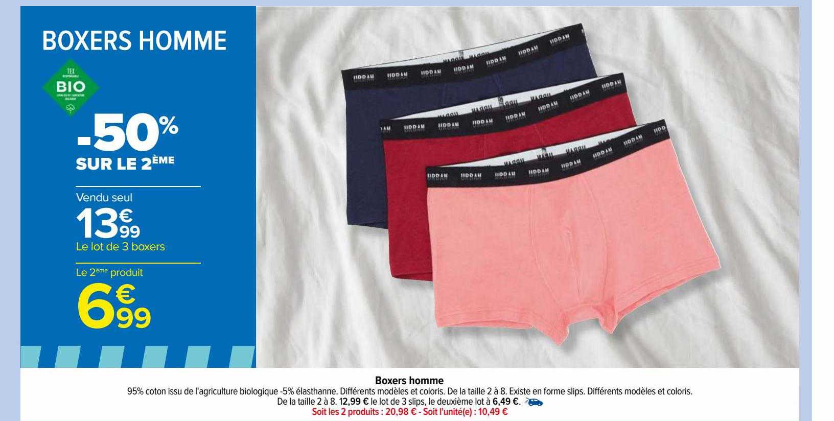 Offre Lot De 2 Slips Ou Boxers Bio "tissaia" chez E Leclerc