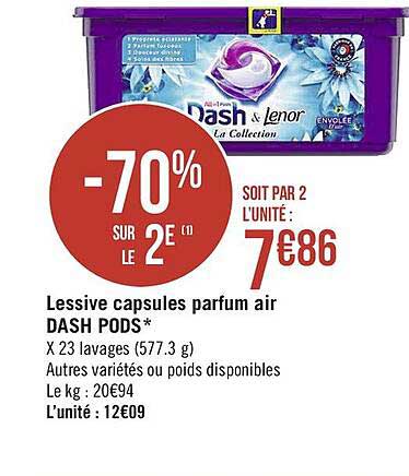 Promo Lessive Capsules Parfum Air Dash Pods chez Casino Supermarchés ...