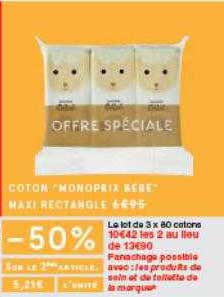 Monoprix Coton Monoprix Bébé Maxi Rectangle -50% Sur Le 2ème Article