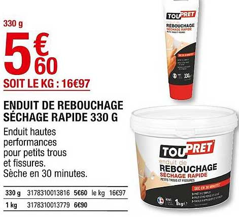 RL4H Enduit Rebouchage Séchage Rapide - SOFEC