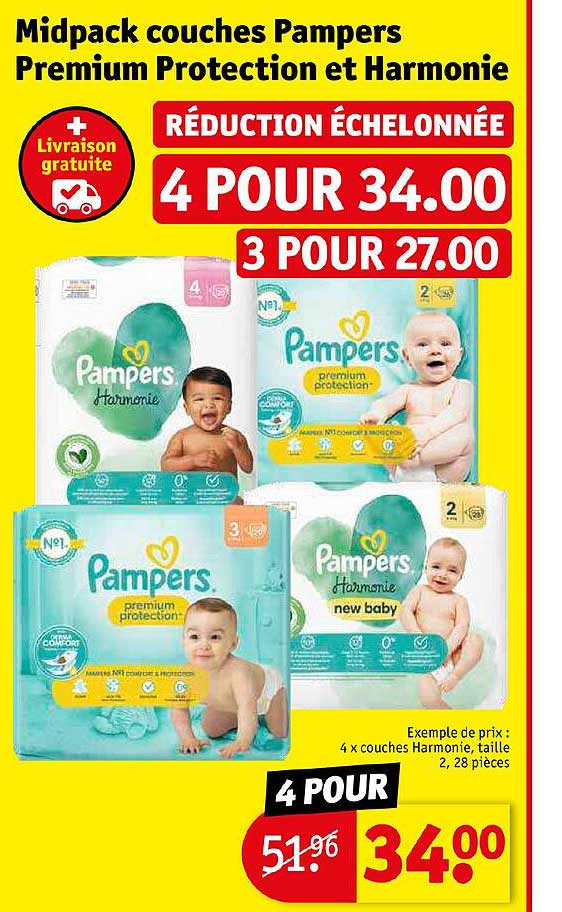 Promo Midpack Couches Pampers Premium Protection Et Harmonie chez