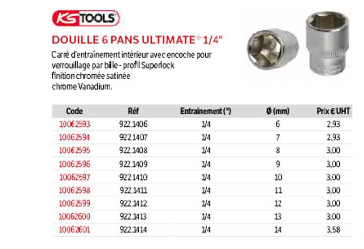 24 mm KS TOOLS 922.3874 Douille longue 6 pans ULTIMATE3/8 