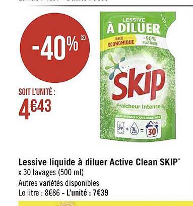 Promo Skip lessive liquide active clean chez Casino Hyperfrais