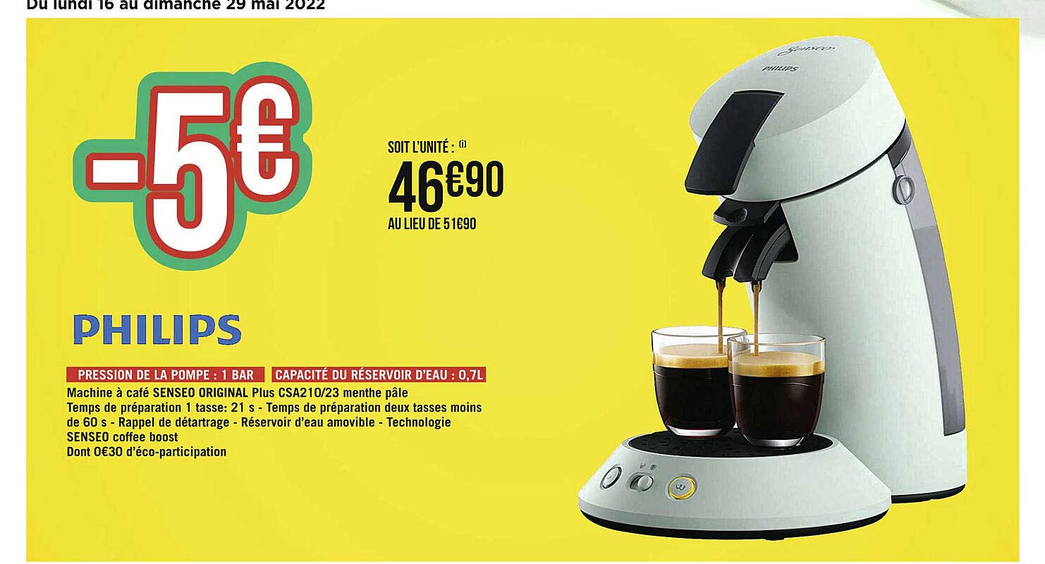 Menthe Pâle Philips CSA210/21 machine à café dosettes SENSEO Original+