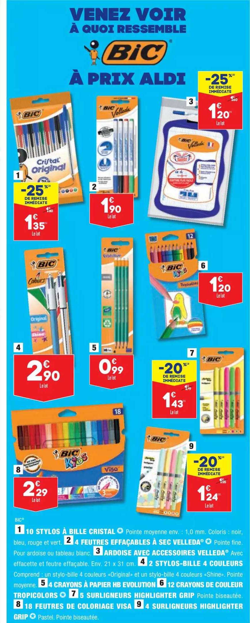 Promo 10 Stylos à Bille Crystal, 4 Feutres Effaçable à Sec Vellada