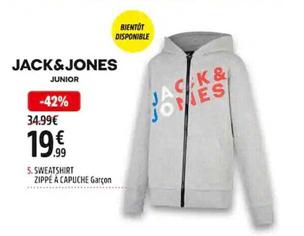 Sweatshirt à Capuche Jack & Jones Pour Garçon - Coupe Regular - Capuche Doublée - Manches Montées