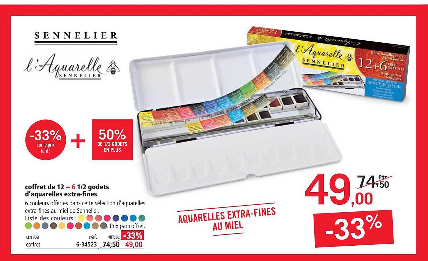 Promo Coffret De 12 + 6 1/2 Godets D'aquarelles Extra-fines Chez Le ...