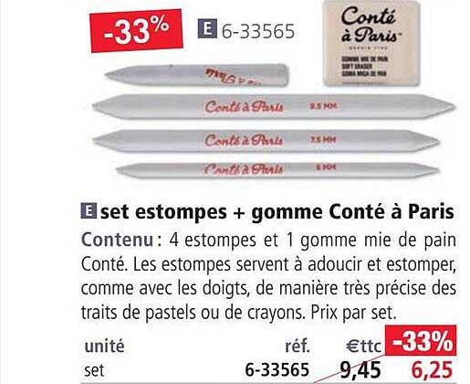 Set estompes + gomme Conté  Le Géant des Beaux-Arts - N°1 de la vente en  ligne de matériels pour Artistes