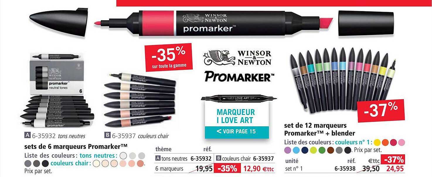 Promo Sets De 6 Marqueurs Promarker, Set De 12 Marqueurs Promarker