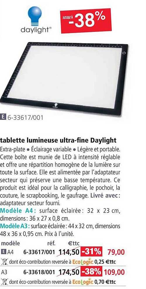 Tablette lumineuse ultra-fine Daylight