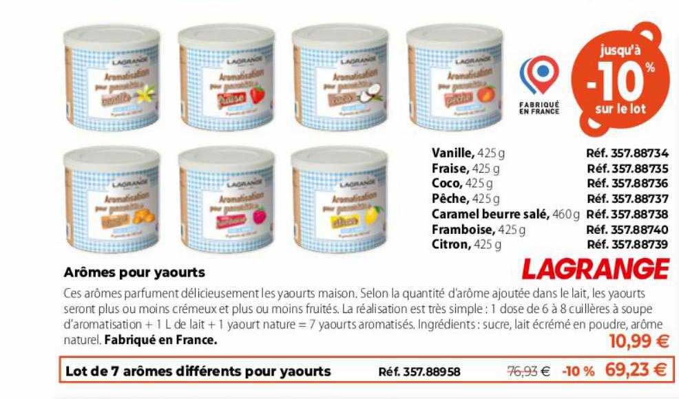 Arôme pour yaourt Vanille 425 g 380310 Lagrange