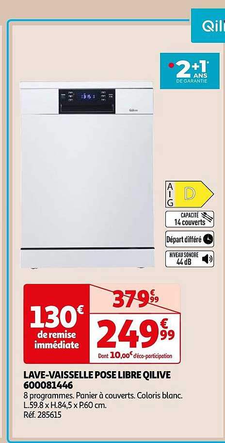 Lave-vaisselle Pose Libre Klarstein Verosteel 45 Cm - 10 Couverts, 9 Programmes, Silencieux 42 DB, Classe B, AquaStop