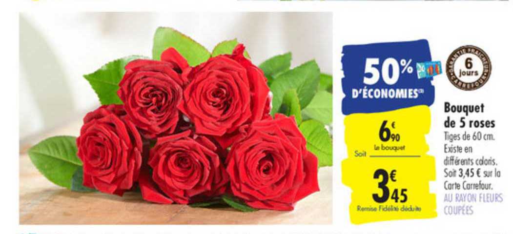 Offre Bouquet De 5 Roses chez Carrefour
