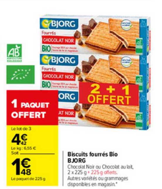 Offre Biscuits Fourres Bio Bjorg Chez Carrefour