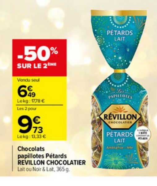 Promo Papillotes Chocolat Les Authentiques Révillon chez Carrefour Contact