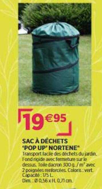 Sac Pop Up Déchets vert - 116L - vert - Delbard - Outil de jardin