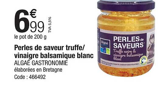 Promocash Perles De Saveur Truffe- Vinaigre Balsamique Blanc Algaé Gastronomie