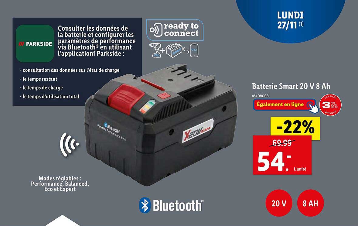 Promo Batterie Smart 20 V 8 Ah chez Lidl iCatalogue.fr