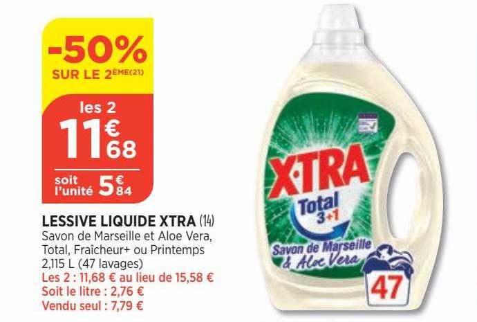 Lessive liquide X-TRA Total Fraicheur+ , 2,115L , 47 lavages