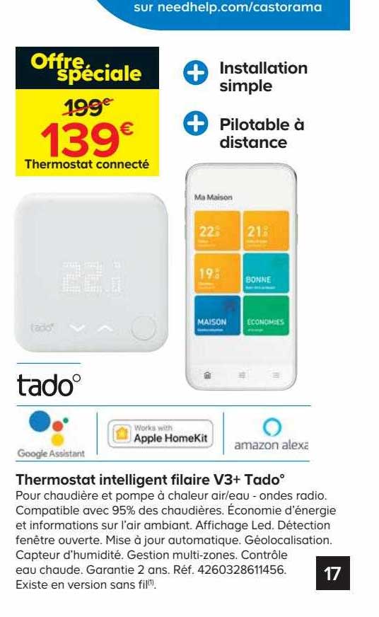 Offre Thermostat Intelligent Filaire V3+ Tado chez Castorama