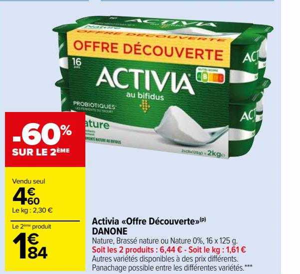 Promo Activia Offre Découverte Danone Chez Carrefour Market Icataloguefr 