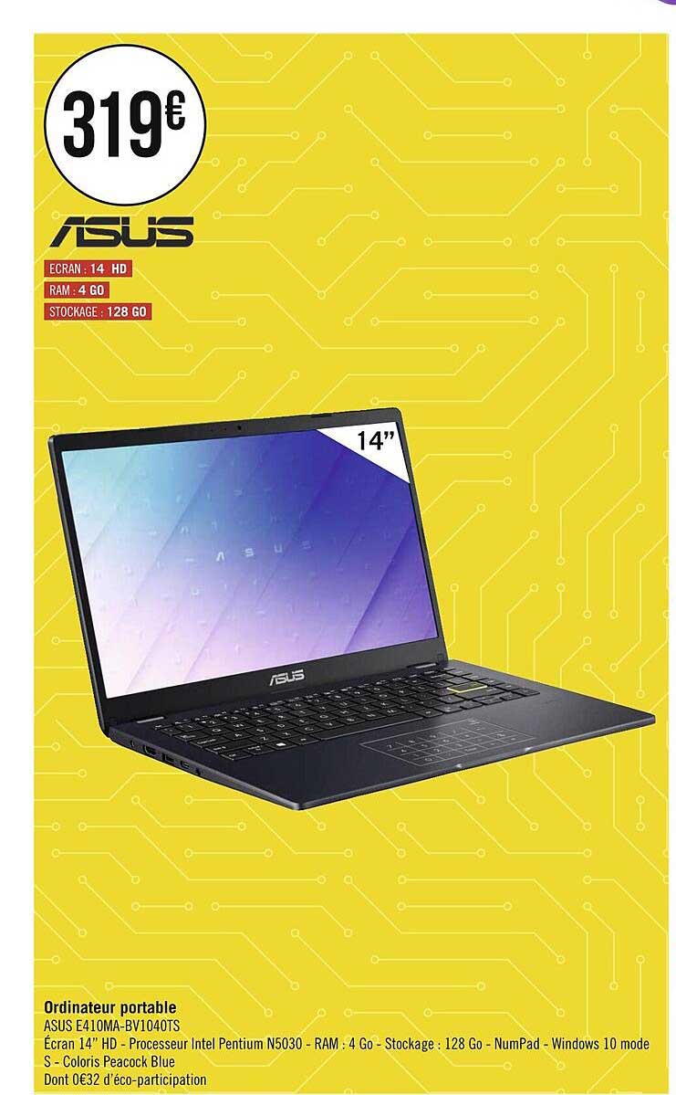Offre Ordinateur Portable Asus chez Carrefour