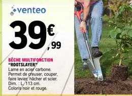 Pelle Multifonction RootSlayer VENTEO - Bêche, Désherbeur, Trancheuse, Acier Carbone, Poignée Ergonomique - 4