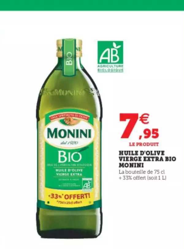 Super U Huile D'olive Vierge Extra Bio Monini