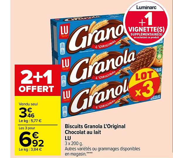 Carrefour Market Biscuits Granola L'original Chocolat Au Lait Lu