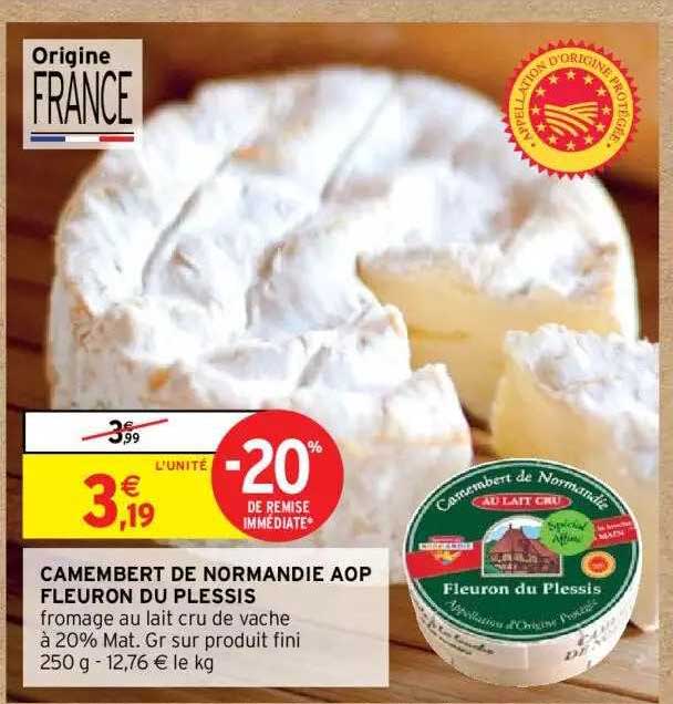 Intermarché Camembert De Normandie Aop Fleuron Du Plessis