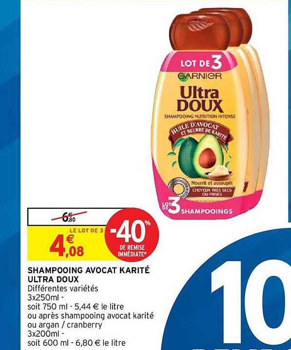 Promo Shampooing Avocat Karit Ultra Doux Chez Intermarch Express 
