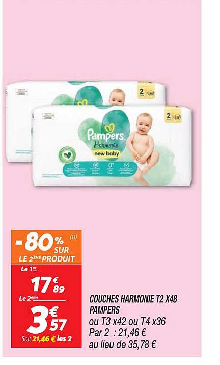 Promo Pampers couches harmonie t3 x42 chez Intermarché