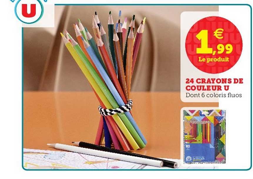 Promo 24 Crayons De Couleur U chez Hyper U