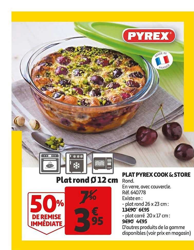 Promo Plat verre avec couvercle pyrex chez Auchan
