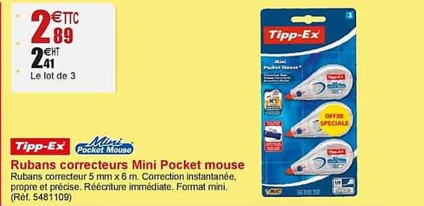 Tipp-Ex Mini Pocket Mouse : Lot De 10 Rubans Correcteurs Pour Corriger Vite Et Bien