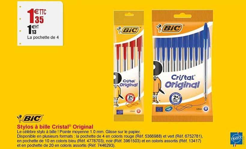 BIC Cristal - 50 Stylos à bille - rouge - 1 mm - pointe moyenne Pas Cher |  Bureau Vallée