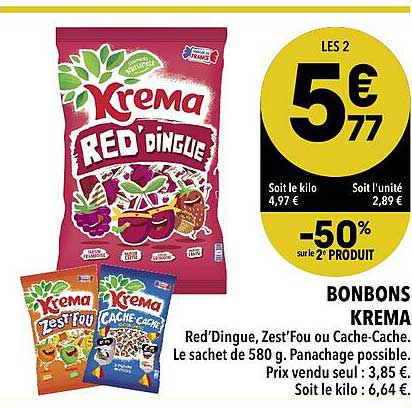 Promo Bonbons KREMA Red'Dingue chez Géant Casino