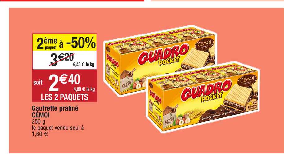 Offre Quadro Gaufrette Praline Cemoi 2 1 Offert Chez U Express