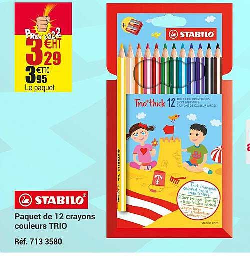 Offre Paquet De 12 Crayons Couleurs Couleurs Trio Stabilo chez Office Depot