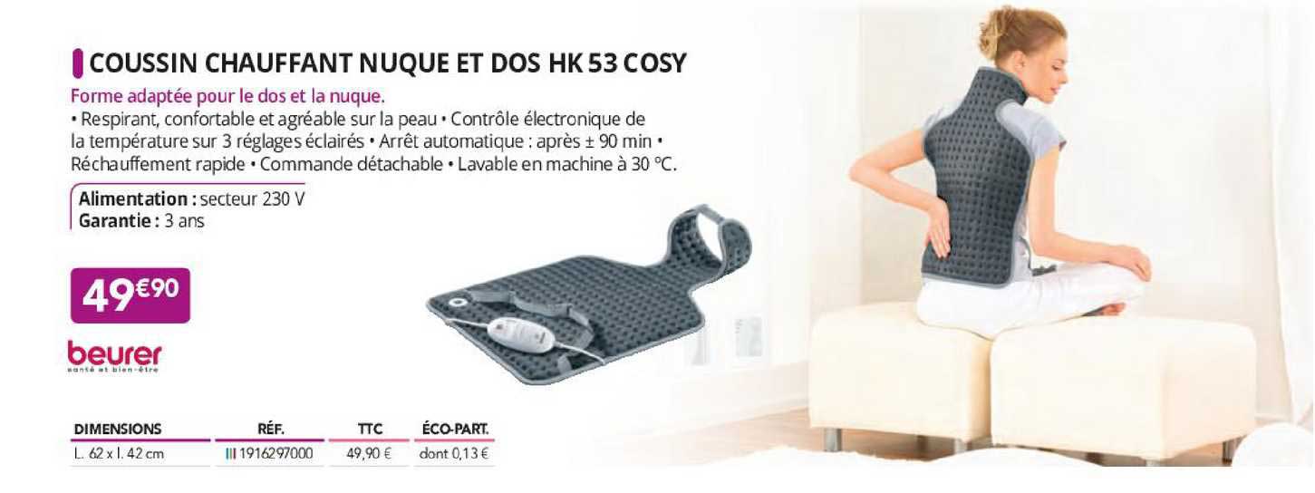 Promo Coussin Chauffant Nuque Et Dos Hk 53 Cosy Beurer chez Distri Club  Médical 