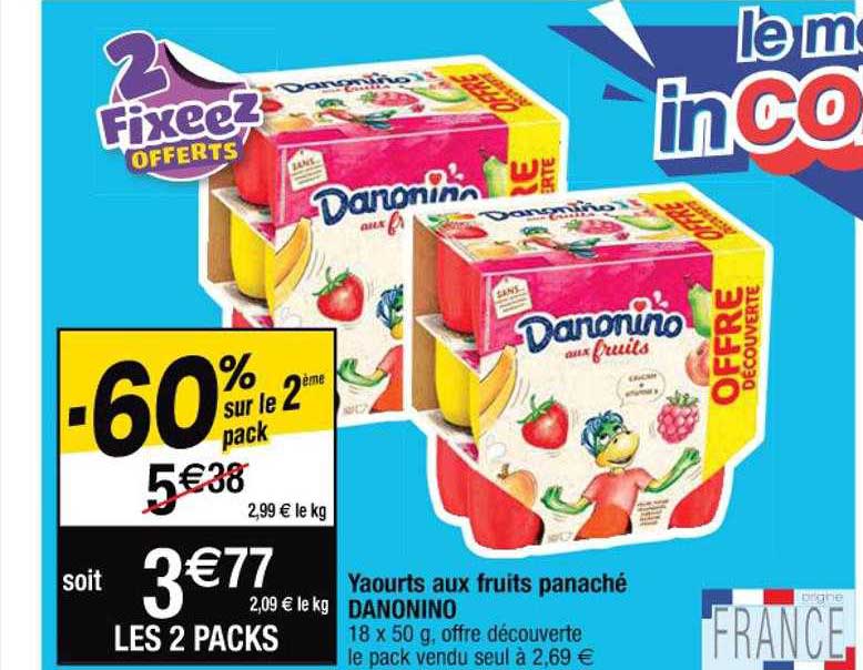 Promo Yaourts Aux Fruits Panaché Danonino chez Cora - iCatalogue.fr